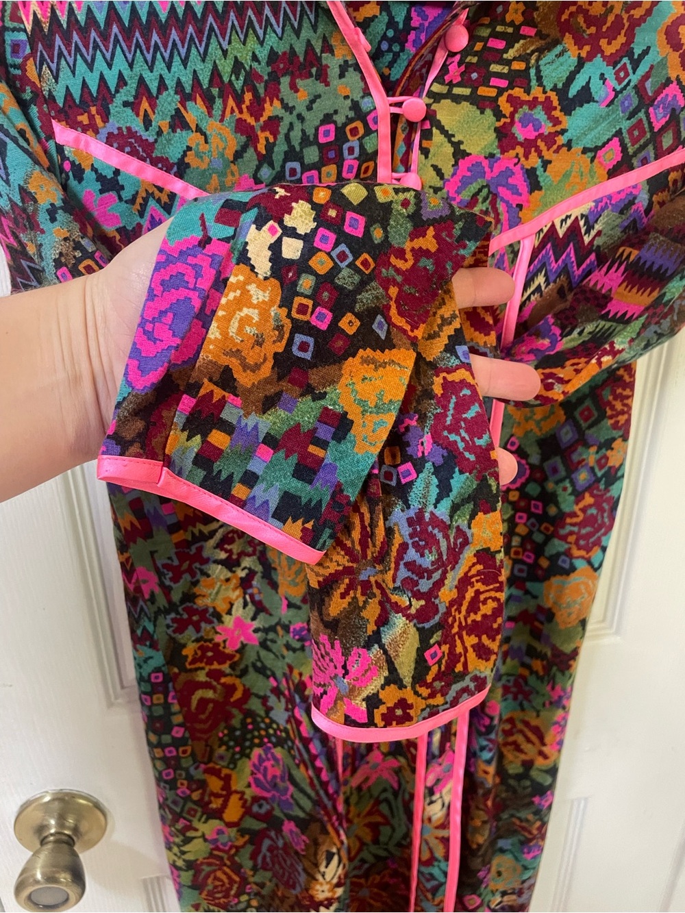 Matthew Williamson Dress Size 6 Colorful Wool Button Geometric Boho Abstract - Picture 8 of 11